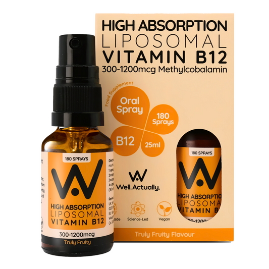 Well. Actually. Liposomal Vitamin B12 methylcobalamin Spray (1200mcg) - Truly Fruity Flavour 30ml
