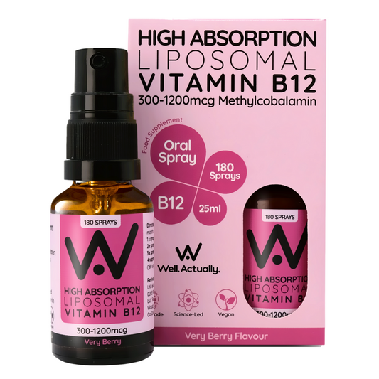 Well. Actually. Liposomal Vitamin B12 methylcobalamin Spray (1200mcg) - Very Berry Flavour 30ml